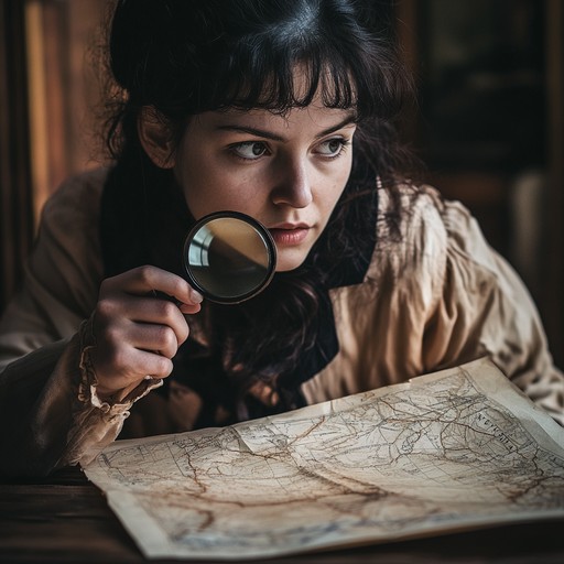 looking glass girl stockcake exploring ancient map 1245251 medium