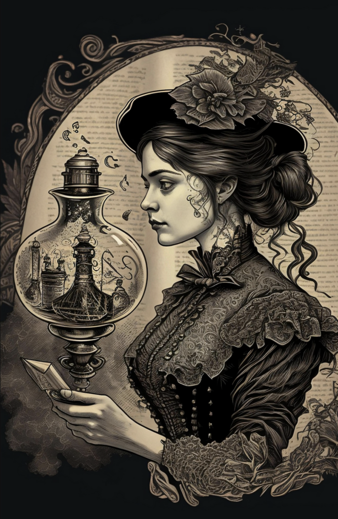 victorian witch with alembic